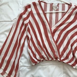 Stripped Bell Sleeve Blouse